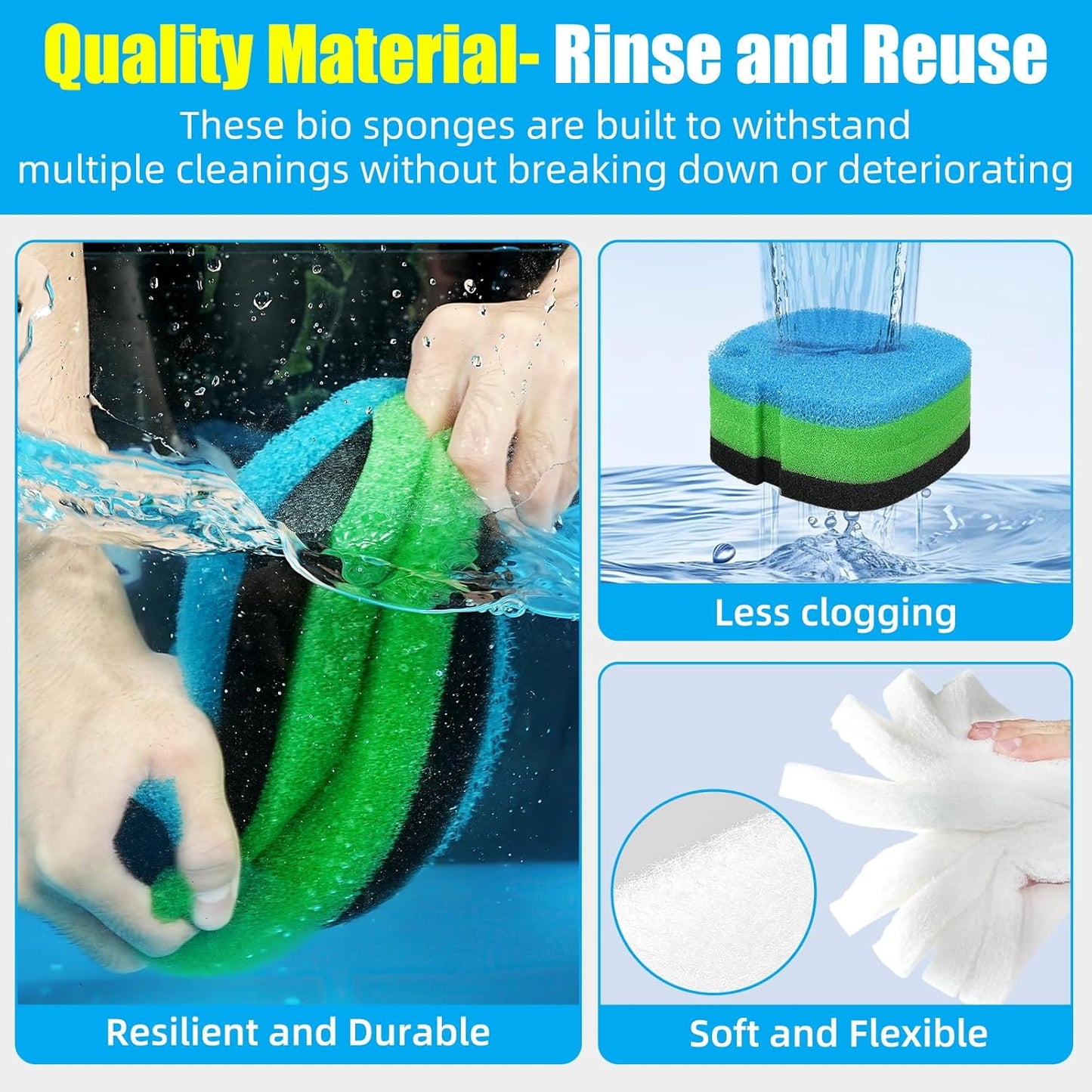 Replacement Canister Filter Polishing Pads Compatible with MarineLand Magniflow C-160/220 Filter Floss Aquarium Sponge Media 16pcs
