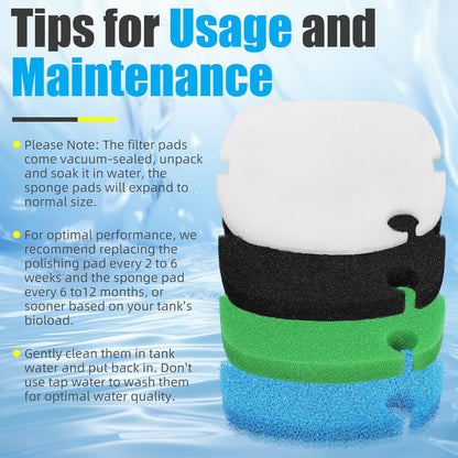 Replacement Canister Filter Polishing Pads Compatible with MarineLand Magniflow C-160/220 Filter Floss Aquarium Sponge Media 16pcs
