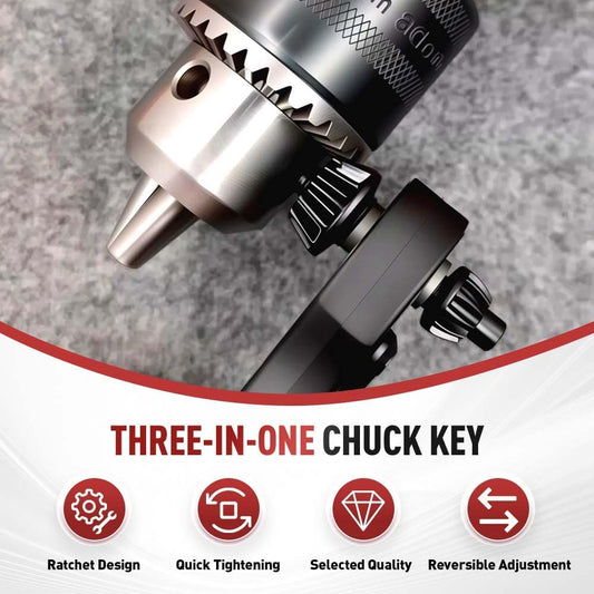 2 In 1 Drill Chuck Ratchet Spanner, 2026 New Drill Chuck Ratchet Wrench With 3 Interchangeable Magnetic Heads and Non-slip Handle, Compatible with Most Electric Drills and Power Tools (3 pcs)