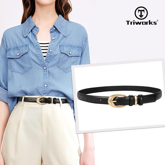 3 Pack Women Leather Belt for Jeans Pants Fashion Ladies Faux Leather Belt with Gold Buckle