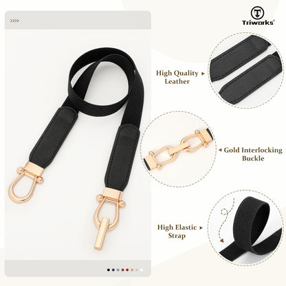 4 Pack Women Skinny Elastic Belts Gold Buckle Thin Stretchy Waist Belts for Dresses