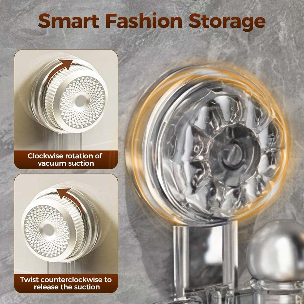 Bathroom Suction Storage Box, 2026 New No-Drill Large Capacity Strong Load-Bearing Suction Cup Storage Rack with Drain Holes, Removable Shower Caddy for Bathroom Kitchen (Gray)