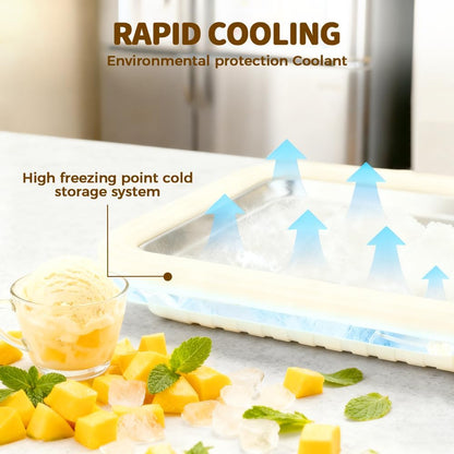 Rolled Ice Cream Maker Kit, 2026 New Stainless Steel Freeze Plate with 2 Scrapers, DIY Stir Fried Ice Cream Tray for Homemade Desserts, Perfect for Family Fun & Parties (White)