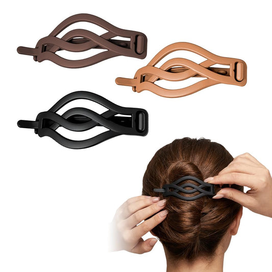 Vintage French Barrette Clips - 3 Pack Hair Accessories for Women & Girls, Non-Slip Crossover Hair Clips Suitable for Thick to Thin Hair (Mix-3PCS: S)