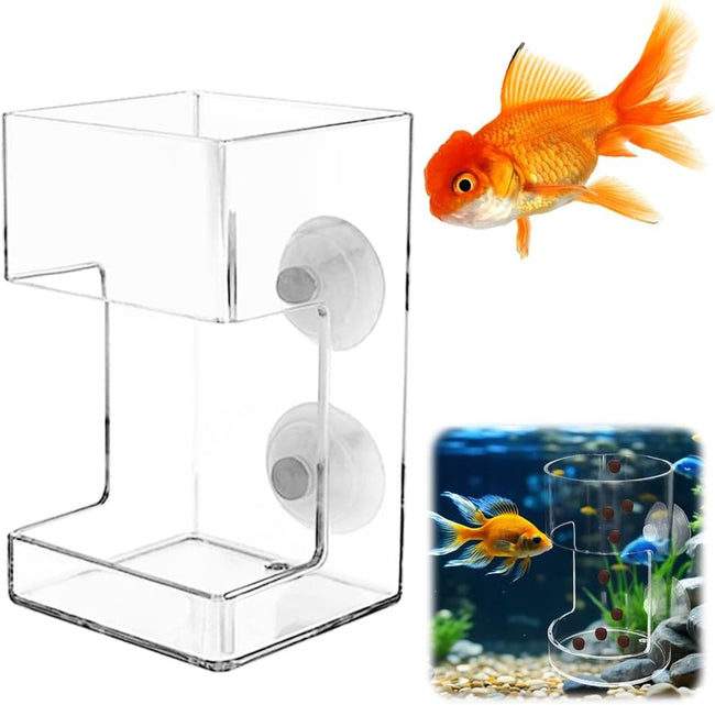 No Mess Aquarium Feeder, 2026 New Acrylic Clear Fish Tank Feeder with Suction Cup, Preventing Food Scattering (Square) Hover Image