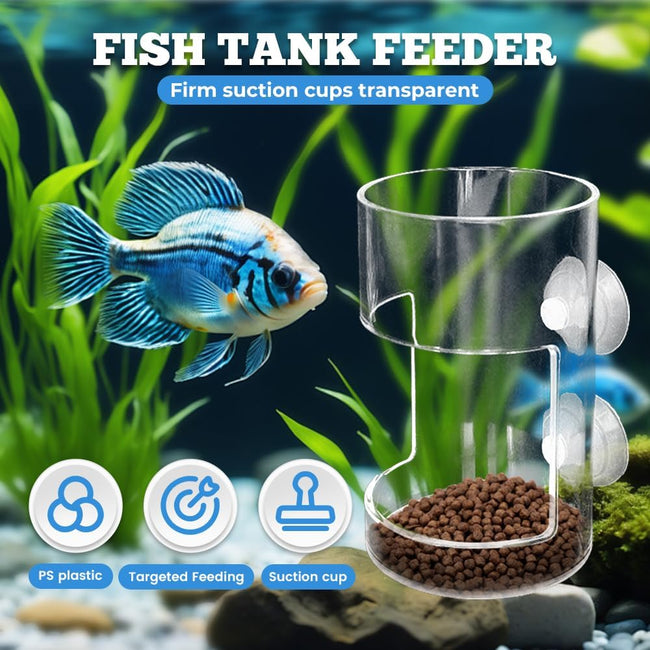 No Mess Aquarium Feeder, 2026 New Acrylic Clear Fish Tank Feeder with Suction Cup, Preventing Food Scattering (Square) Main Image