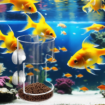 No Mess Aquarium Feeder, 2026 New Acrylic Clear Fish Tank Feeder with Suction Cup, Preventing Food Scattering (Square)