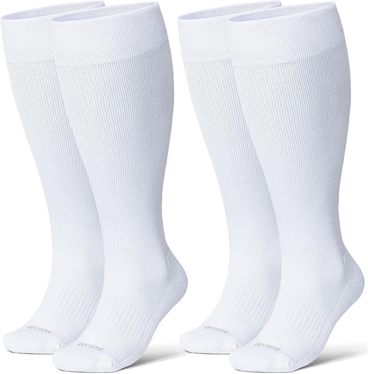 Wide Calf Chioned Compression Socks for Men & Women, Made with Viscose from Bamboo 15-20 mmHg, Knee High Support Stockings for Circulation