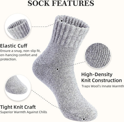 Merino Wool Socks for Women 3 Pairs - Thick Cozy Crew Thermal Boot Socks for Hiking,Cabin Work,Gift,Everyday