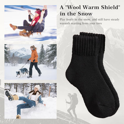 Merino Wool Socks for Women 3 Pairs - Thick Cozy Crew Thermal Boot Socks for Hiking,Cabin Work,Gift,Everyday