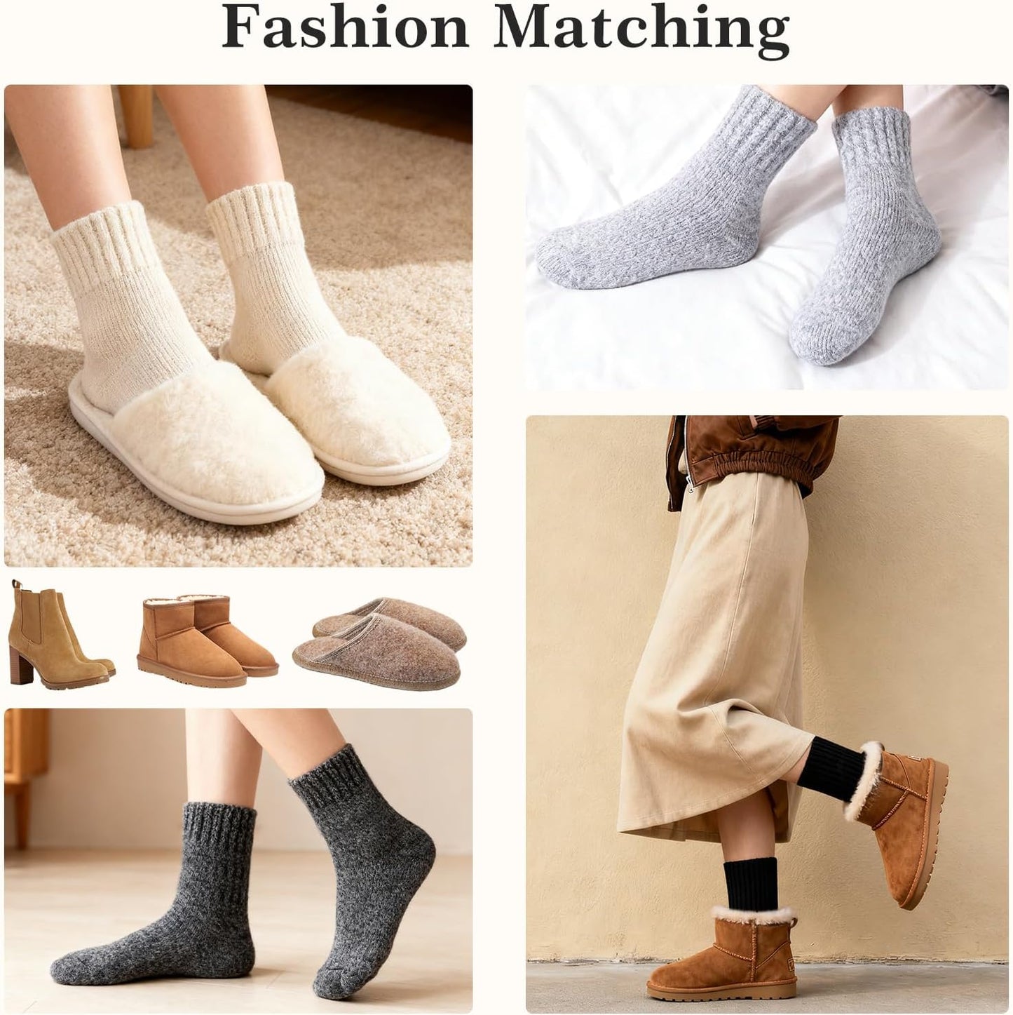 Merino Wool Socks for Women 3 Pairs - Thick Cozy Crew Thermal Boot Socks for Hiking,Cabin Work,Gift,Everyday