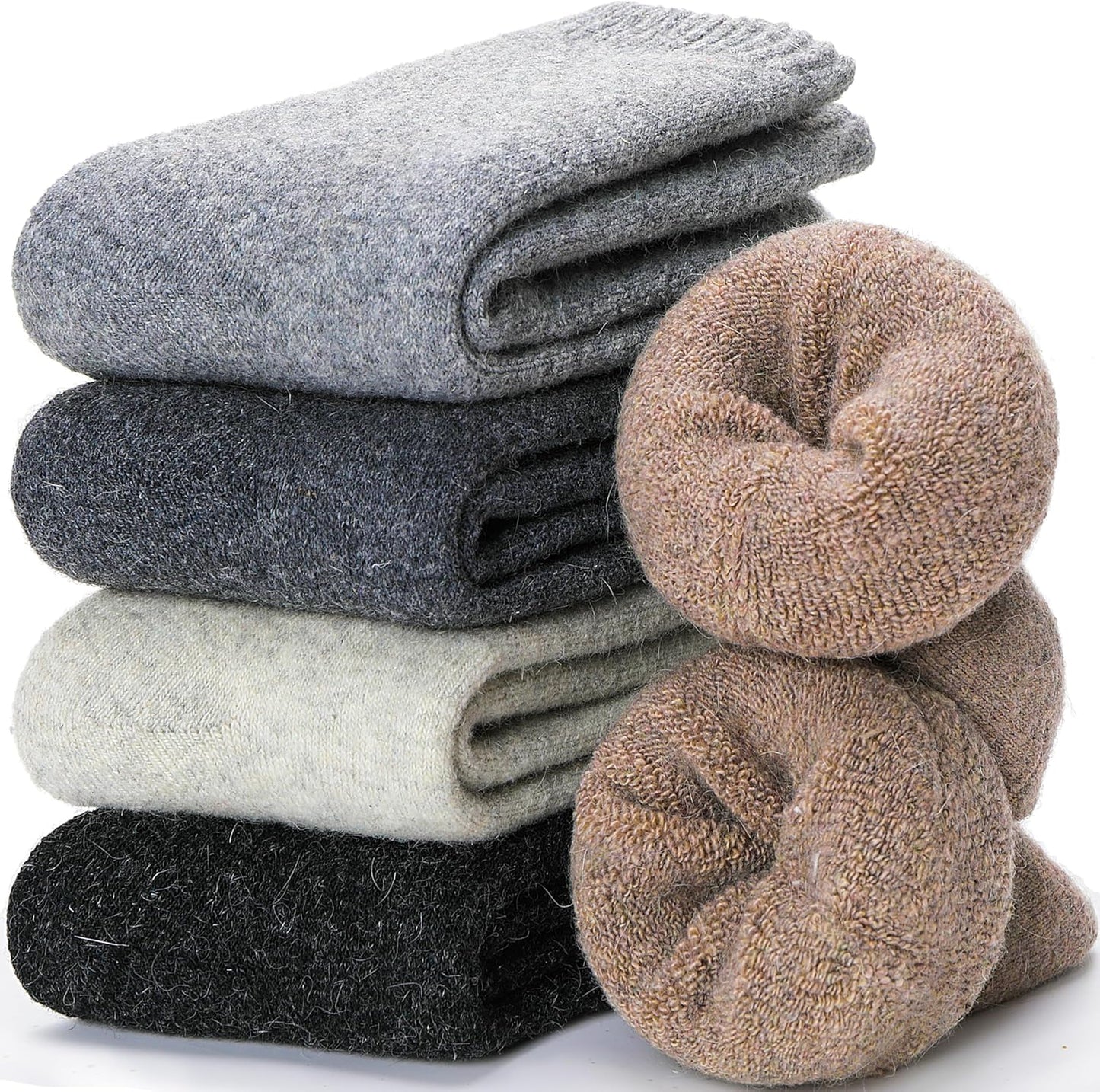 Merino Wool Socks for Women Hiking Thermal Warm Winter Thick Boot Cozy Crew Comfy Work Socks for Ladies 5 Pairs