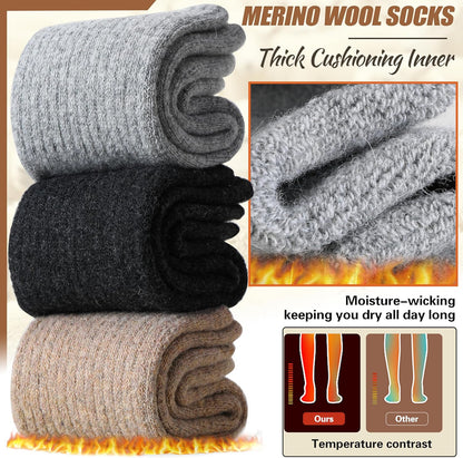 Merino Wool Socks for Women Hiking Thermal Warm Winter Thick Boot Cozy Crew Comfy Work Socks for Ladies 5 Pairs
