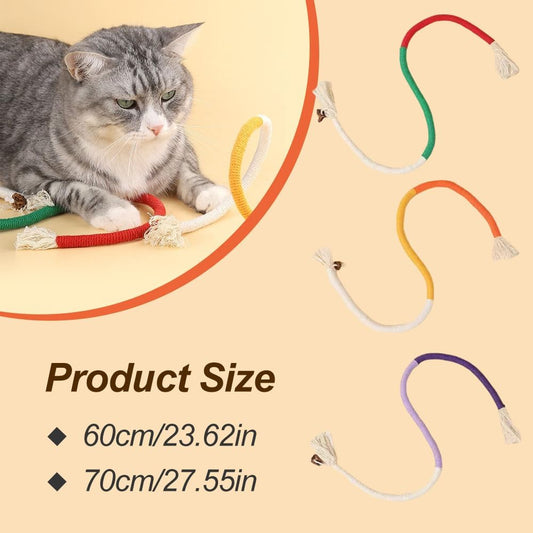 6Pcs Rope Cat Chew Toys, Multi-Color Interactive Cat Toy for 28 Inches, Safe Teeth Cleaning Toy for All Breeds (Style A)