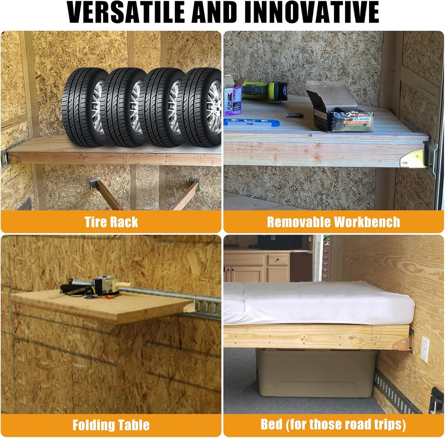 E-Track Wood Beam End Socket Accessories, Zinc-Coated Steel, Fit with 2x4 2x6, Add Removable Load Lock Bars to E-Track Cargo Area (10pcs)