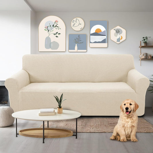 Stretch Couch Cover Sofa Bundles loveseat (Beige)