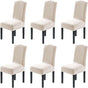 Dining Chair Covers Velvet Stretch Chair Covers for Dining Room Set of 6 Parson Chair Slipcovers Chair Protectors Covers, Soft Thick Solid Velvet Fabric Washable, Ivory