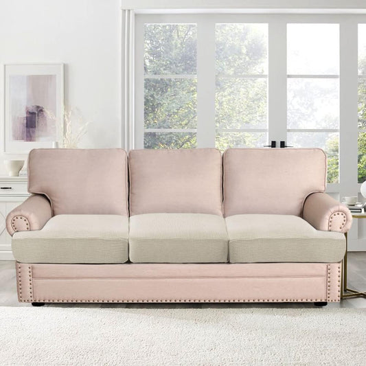 Stretch 3 Piece T Chion Sofa Slipcovers Individually Sofa Chion Covers for 3 Chion Couch Sofa Seat Chion Covers with Elastic Bands Featuring Thicker Jacquard Fabric, Island Fossi
