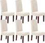 Stretch Dining Chair Covers Set of 6 Chair Covers for Dining Room Parsons Chair Slipcover Chair Protectors Covers Dining, Feature Textured Checked Jacquard Fabric, Ivory