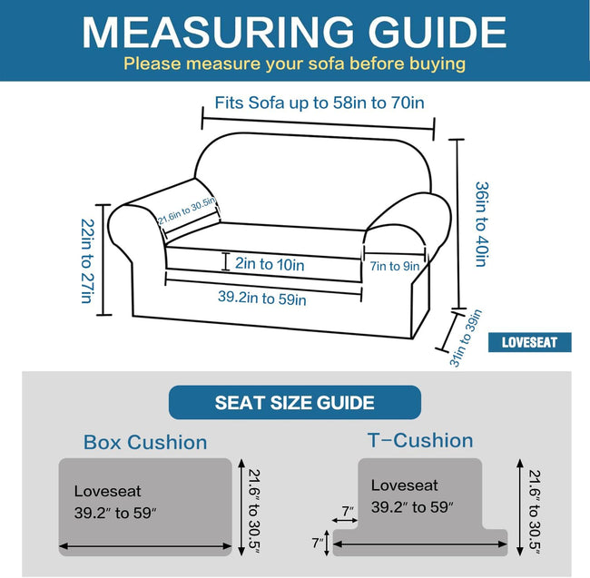2 Pieces Loveseat Covers Fit Lovesat Width Up to 70 Inch Furniture Cover/Protector, Jacquard Spandex Stretch Loveseat Slipcovers Suit for T Chion/Box Chion (Loveseat, Sand) Main Image