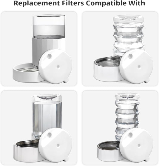 8Pcs Gravity Pet Water Fountain Filters, Automatic Pet Waterer Replacement Filters for 3.6L/4.6L/6L/8L Dog Water Dispenser(8 Filters with 1Brush)