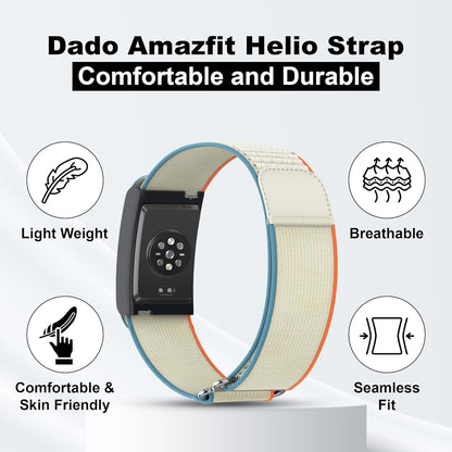 Nylon Replacement Band, Compatible with Amazfit Helio Strap – Adjtable, Breathable Sport Wristband for Fitness Tracker, Comfortable for All-Day Wear