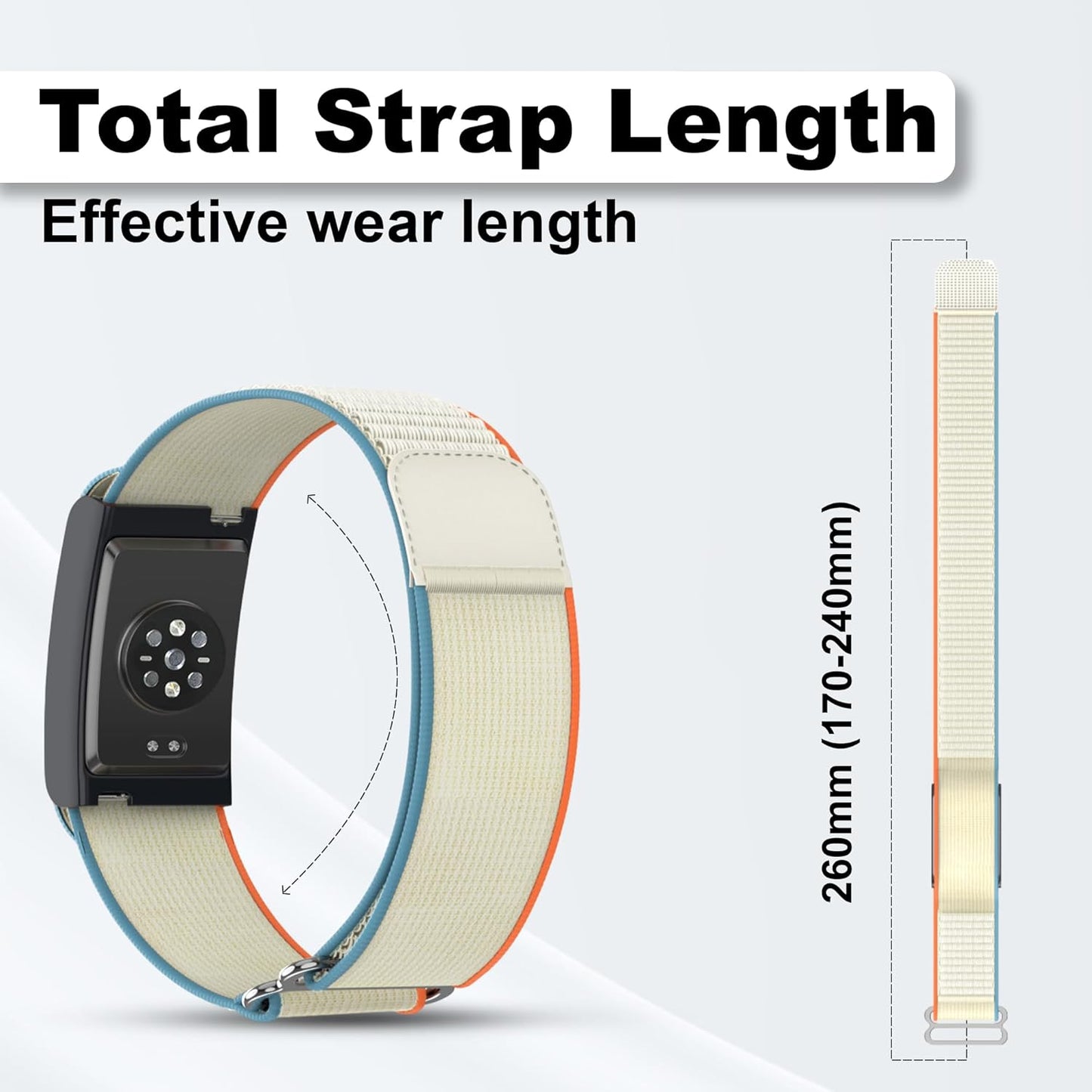 Nylon Replacement Band, Compatible with Amazfit Helio Strap – Adjtable, Breathable Sport Wristband for Fitness Tracker, Comfortable for All-Day Wear