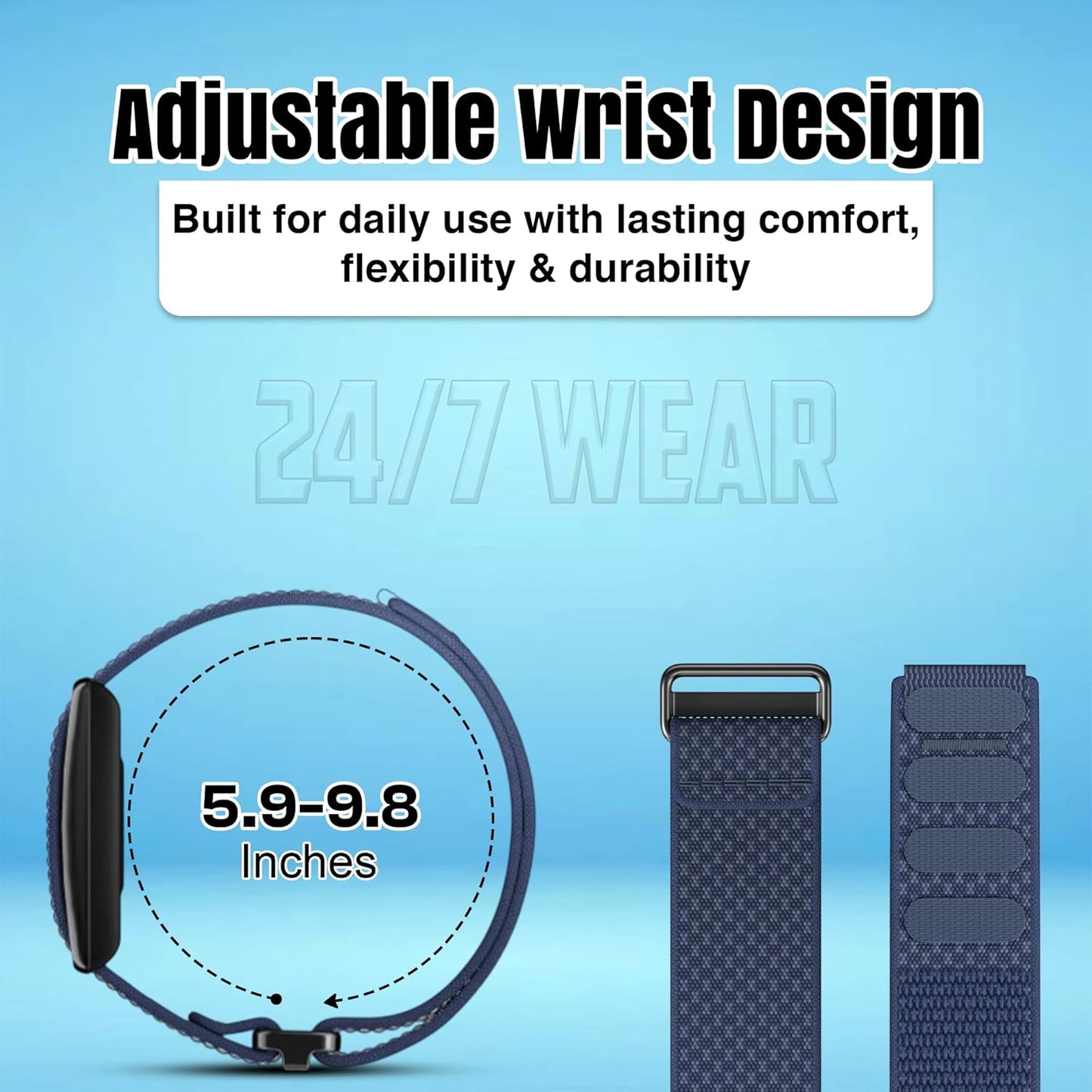 Breathable Nylon Replacement Watch Band Compatible with Polar Loop – Lightweight, Ideal for All Weather e Sport Strap with Adjtable Hook & Loop Closure