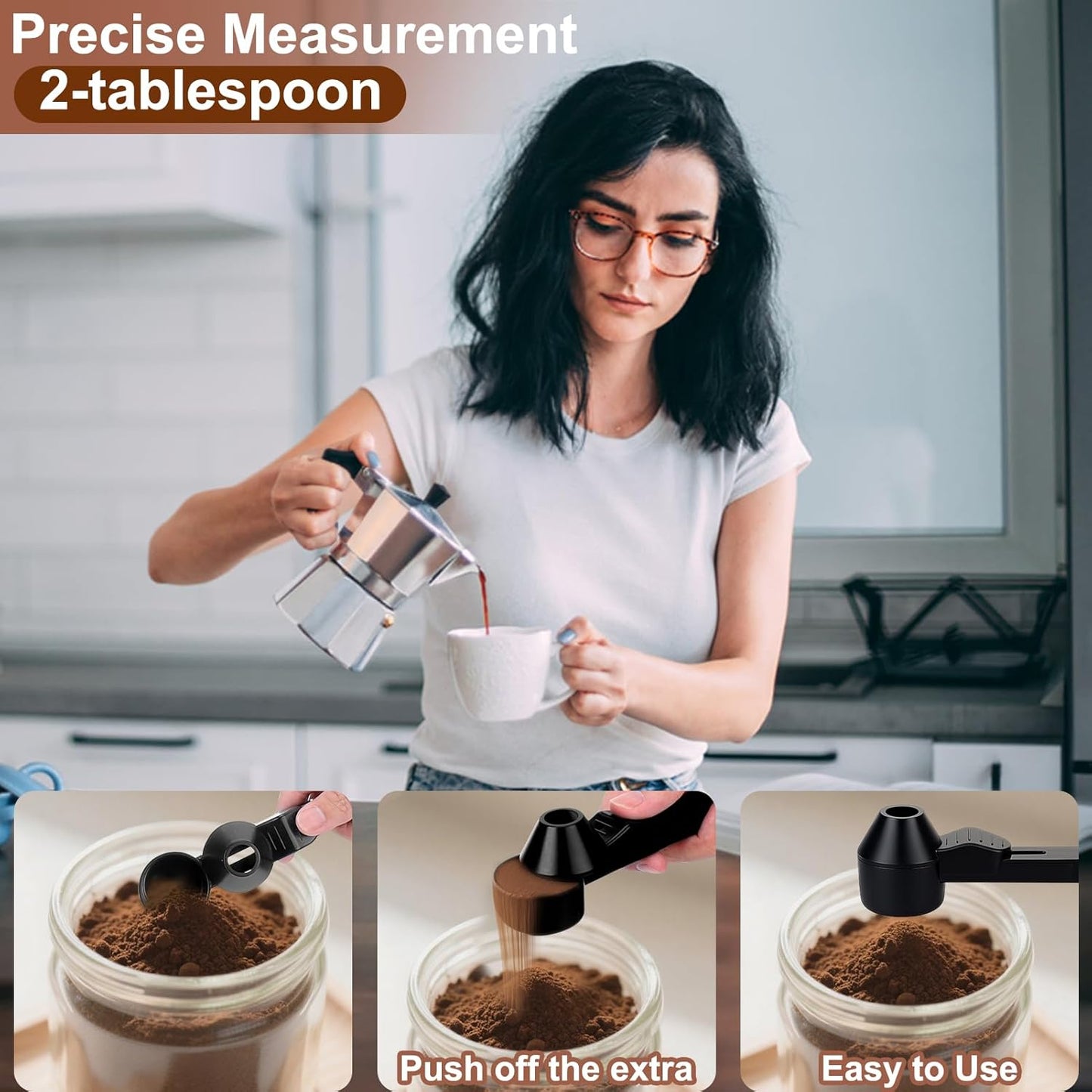 Coffee Scoop & Funnel for Reusable K Cup Refillable Coffee Pods, 2 Tablespoon Slide Coffee Measuring Funnel Scooper,1PCS