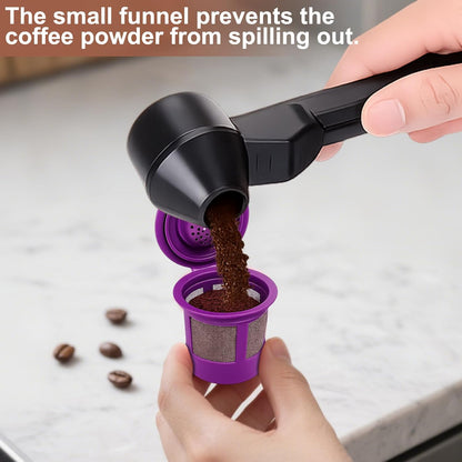 Coffee Scoop & Funnel for Reusable K Cup Refillable Coffee Pods, 2 Tablespoon Slide Coffee Measuring Funnel Scooper,1PCS