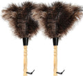 Ostrich Feather Duster 14 inch Feather Duster Fluffy Natural Genuine Ostrich Feathers with Wooden Handle and Eco-Friendly Reusable Handheld Ostrich Feather Duster for Cleaning Supplies