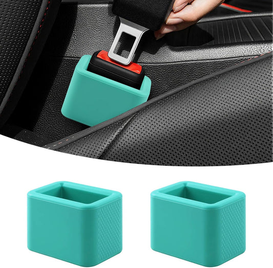 2 PCS Seat Belt Buckle Holder, Silicone Seatbelt Buckle Booster to Makes Receptacle Stand Upright for Easy Access (Mint Green).