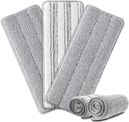Flat Mop Pads, 3 Pack 13" X 4.9" Microfiber Mop Pad/Refill/Head, Mop Pads Washable Microfiber Squeeze Cleaning Mop Heads Replacement - White and Grey.