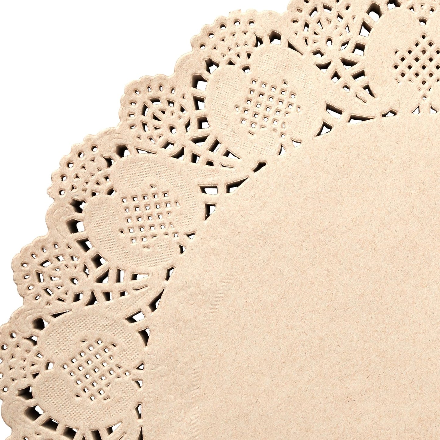 Paper Placemats - 12-Inch Round, Brown, 250 Count - Disposable Placemats & Lace Doilies - Paper Chargers for Dinner Plates - Tea Party Decorations & Wedding Table Decor