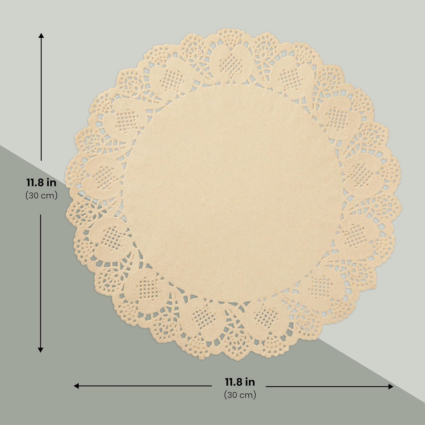 Paper Placemats - 12-Inch Round, Brown, 250 Count - Disposable Placemats & Lace Doilies - Paper Chargers for Dinner Plates - Tea Party Decorations & Wedding Table Decor