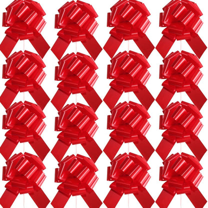 16 Pcs Ped Pull Bows for Gift Wrapping,6 Inch Gift Bows for Presents,Birthday,Anniversary,Party,Christmas,Wreath,Holiday Celebration Gift Decoration (16Pcs Red)