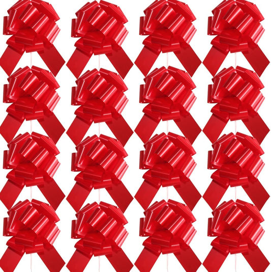 16 Pcs Ped Pull Bows for Gift Wrapping,6 Inch Gift Bows for Presents,Birthday,Anniversary,Party,Christmas,Wreath,Holiday Celebration Gift Decoration (16Pcs Red)
