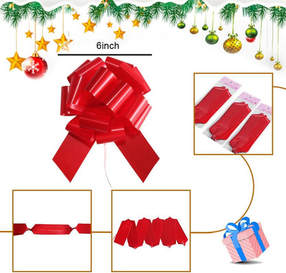 16 Pcs Ped Pull Bows for Gift Wrapping,6 Inch Gift Bows for Presents,Birthday,Anniversary,Party,Christmas,Wreath,Holiday Celebration Gift Decoration (16Pcs Red)