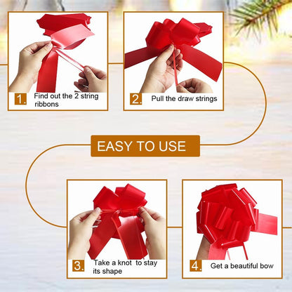 16 Pcs Ped Pull Bows for Gift Wrapping,6 Inch Gift Bows for Presents,Birthday,Anniversary,Party,Christmas,Wreath,Holiday Celebration Gift Decoration (16Pcs Red)