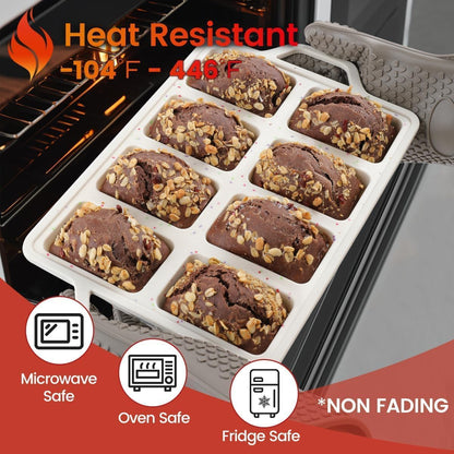 Mini Loaf Pan, Metal Reinforced Silicone Mini Bread Loaf Pan Nonstick Cornbread Pan 8 Cavities Silicone Molds for Baking Bread, Loaf, Meatloaf, Brownie, Butter