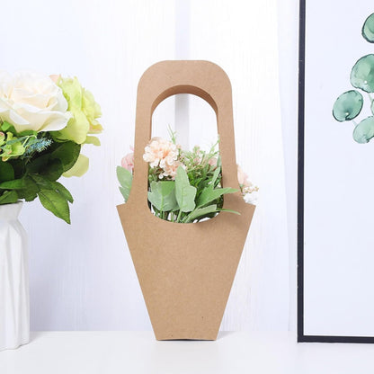 30 Pcs Kraft Paper Flower Wrapping Paper Gift Bags with Handle - Bouquet Gift Bags for Thanksgiving, Birthday, Wedding & Party Favors