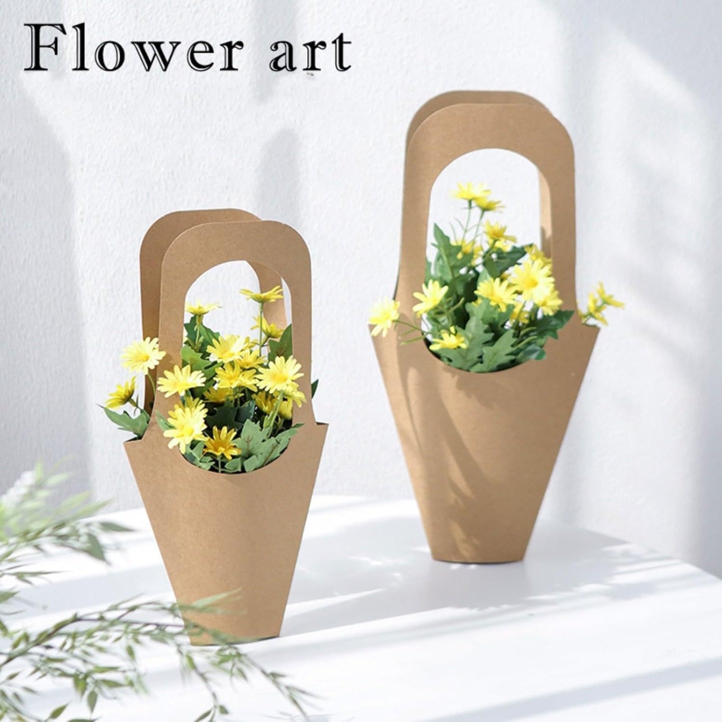 30 Pcs Kraft Paper Flower Wrapping Paper Gift Bags with Handle - Bouquet Gift Bags for Thanksgiving, Birthday, Wedding & Party Favors