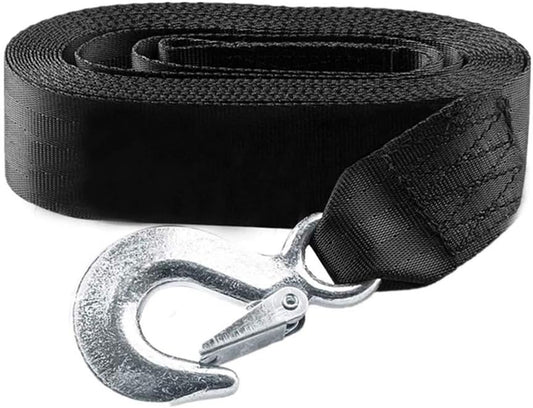 Trailer Winch Strap 2" x 20' with Safety Snap Hook 10000 lbs for Towing Vehicles, Boats and Jet Ski | Polyester | Longer Warranty.