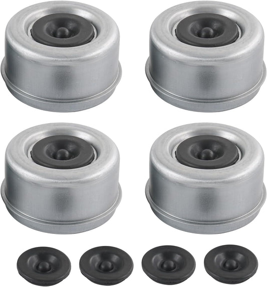 4pcs 2.72" Trailer Axle Wheel Hub and Bearing Dust Cap with Extra 4 Rubber Plugs for Most 7000-8000 lb Wheel Hubs Trailer Dexter EZ Lube Camper RV Bearing Dust Cap