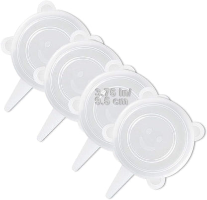 4 Pack Same Size Silicone Stretch Lids, Thicker Reusable Sturdy Silicone Container Cover, Expandable Food Storage Covers, Dishwasher and Freezer Safe, 3.75in(9.5cm)