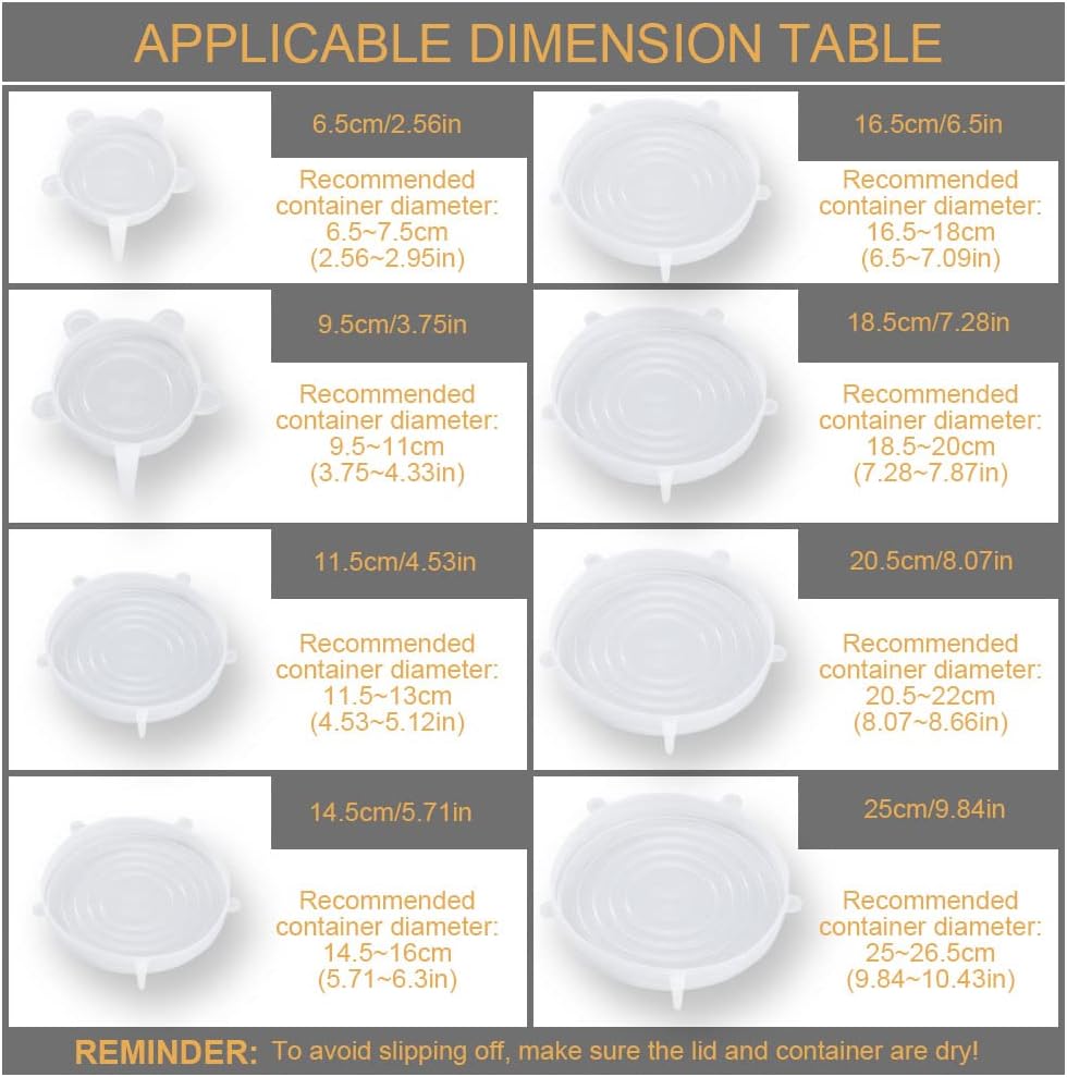 4 Pack Same Size Silicone Stretch Lids, Thicker Reusable Sturdy Silicone Container Cover, Expandable Food Storage Covers, Dishwasher and Freezer Safe, 3.75in(9.5cm)
