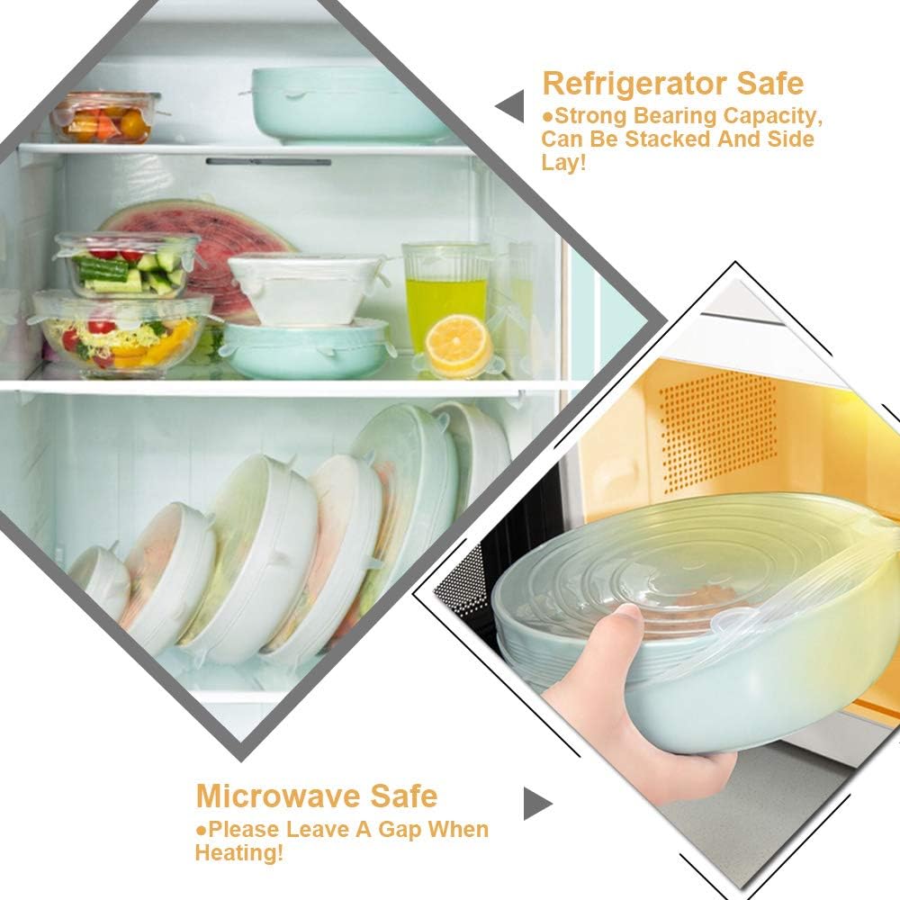 4 Pack Same Size Silicone Stretch Lids, Thicker Reusable Sturdy Silicone Container Cover, Expandable Food Storage Covers, Dishwasher and Freezer Safe, 3.75in(9.5cm)