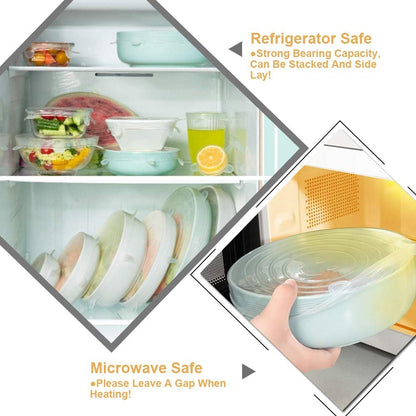 4 Pack Same Size Silicone Stretch Lids, Thicker Reusable Sturdy Silicone Container Cover, Expandable Food Storage Covers, Dishwasher and Freezer Safe, 3.75in(9.5cm)