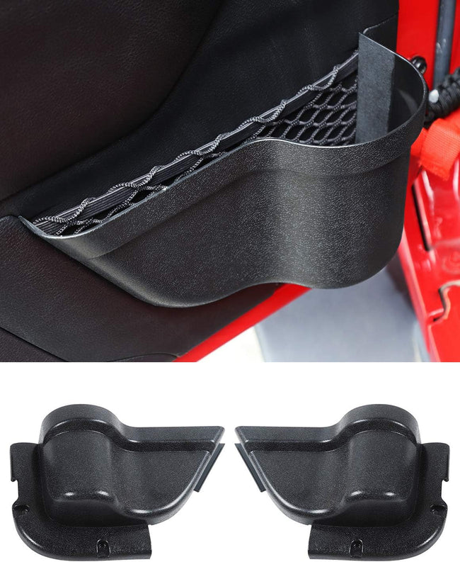 DP3 Front Door Storage Pockets, Door Side Insert Organizer Box for 2011-2018 Jeep Wrangler JK JKU 2/4 Door, Interior Storage Expansion Accessories, Black, 2 PCs. Hover Image