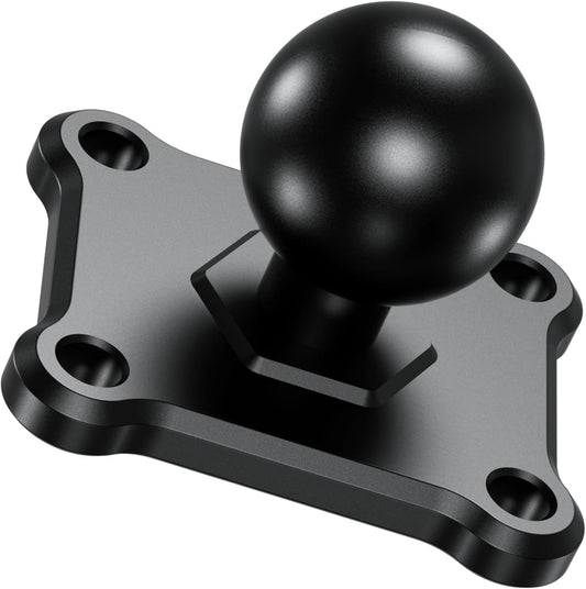1'' Ball Mount Base with Aluminum Alloy 4-Hole AMPS Square Plate Compatible with RAM Mounts B Size 1 Inch Ball Double Socket Arm.